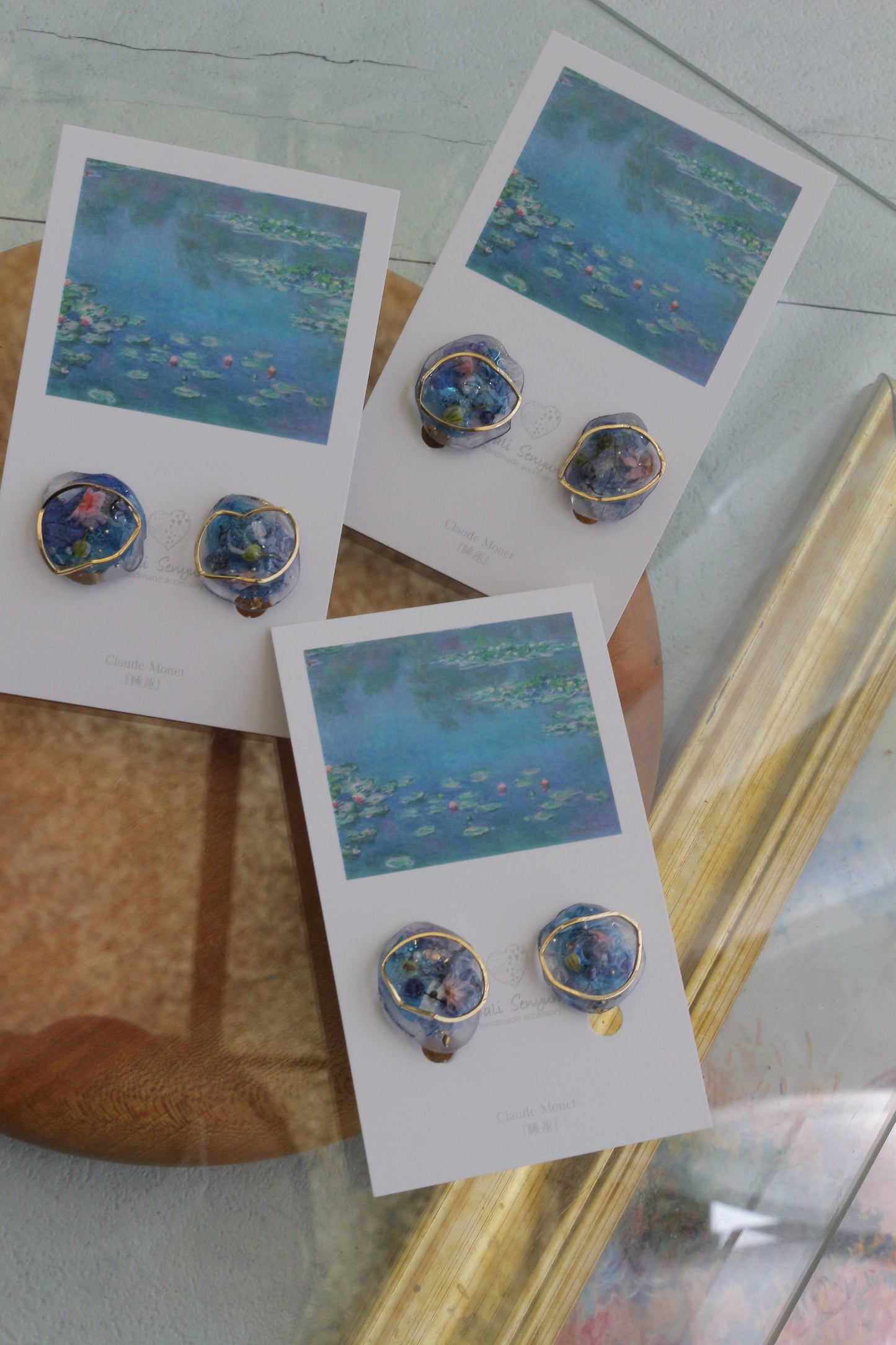 Monet Inspired Flower Medallion Earrings No.2 イヤリング Clip-on 睡蓮