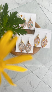 Leaf Earrings With Seasonal Flower Petals No.36