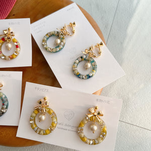 Colorful Christmas Wreath Earring