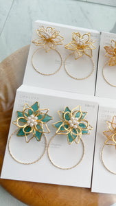 Three Layer Flower with Hoop Earrings with Color No.1