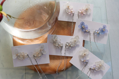 Hydrangea Flying Butterfly Earrings No.47 - Titanium Pierce(ピアス）