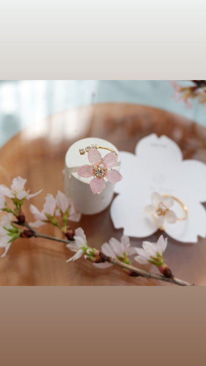 Someiyoshino Sakura Ring with Three Gems NEW #S053
