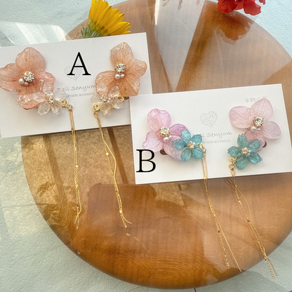 Hydrangea Flying Butterfly  No.28 - Clip-on(イヤリング）