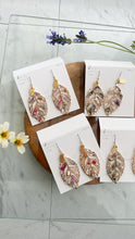 Leaf Earrings With Seasonal Flower Petals No.37