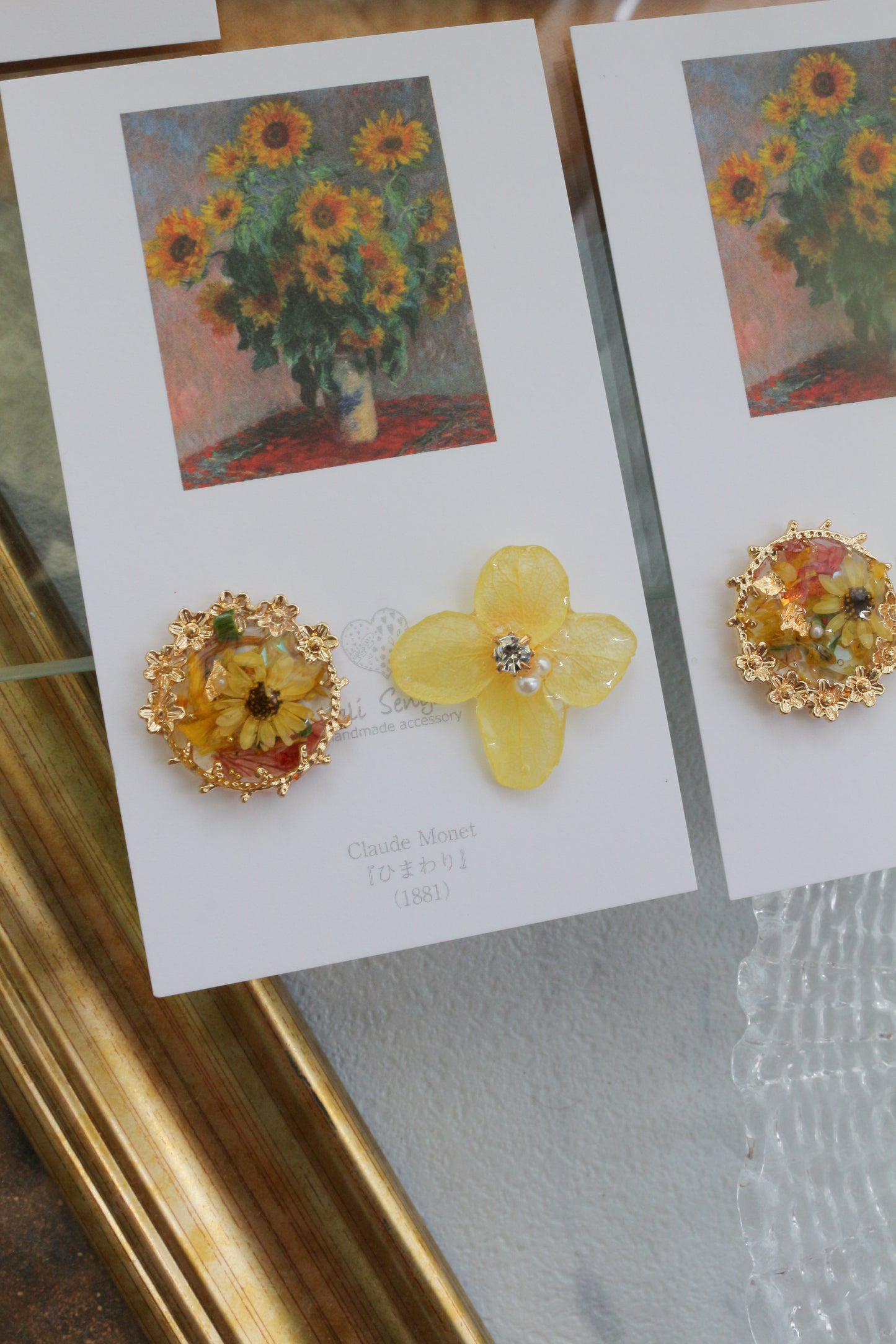 Monet Inspired Flower Earrings No.18 ピアスTitanium Pierce ひまわり