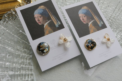 Vermeer's Inspired Flower and Medallion No.1 ピアス Pierce 真珠の耳飾りの少女
