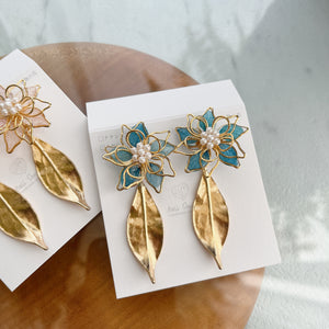 Three Layer Flower Earrings with Color