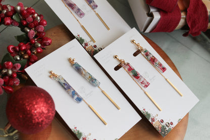 Dangling Christmas Stick Earrings with Pearl