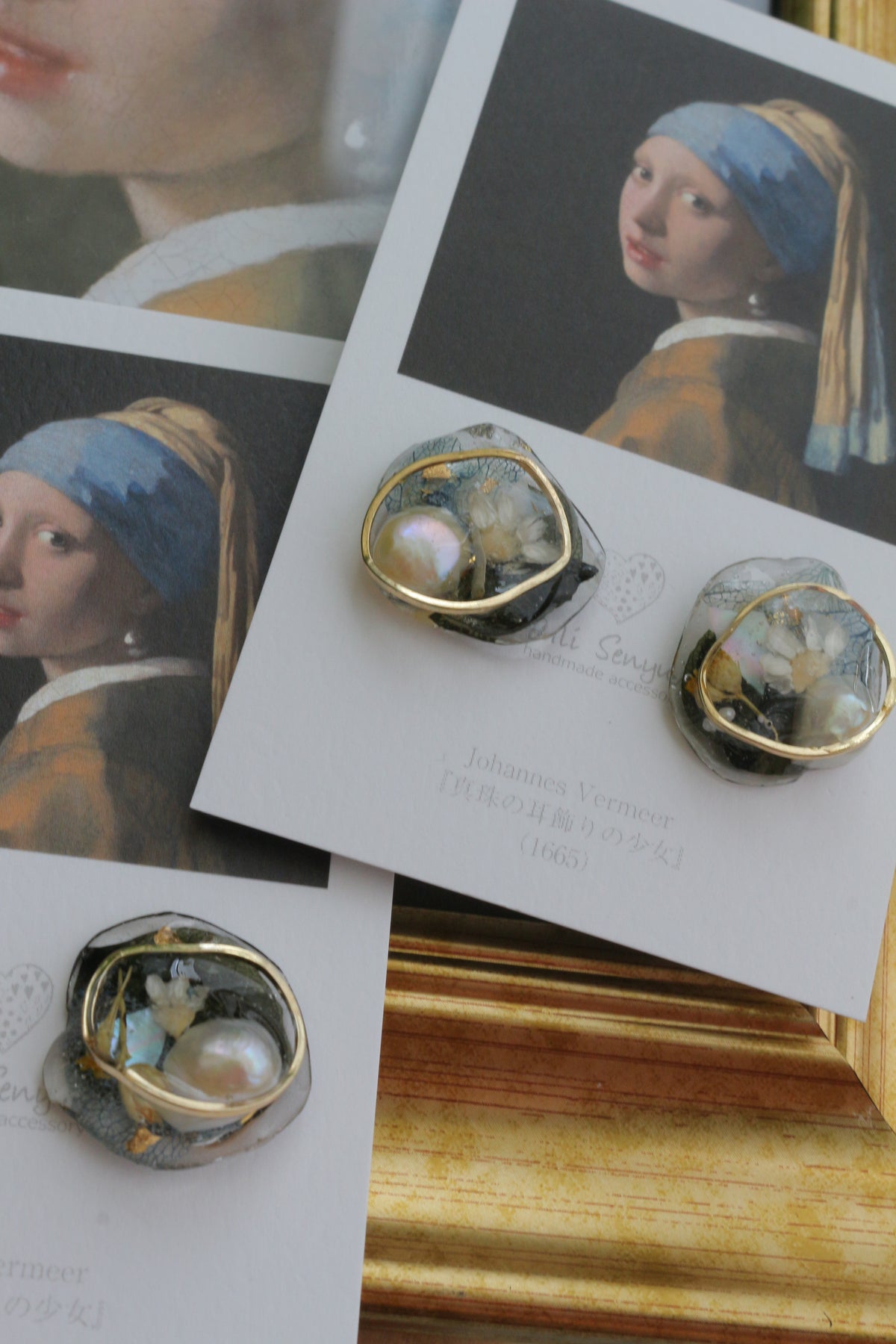 Vermeer's Inspired Flower & Pearl Earrings No.8 ピアス Pierce 真珠の耳飾りの少女