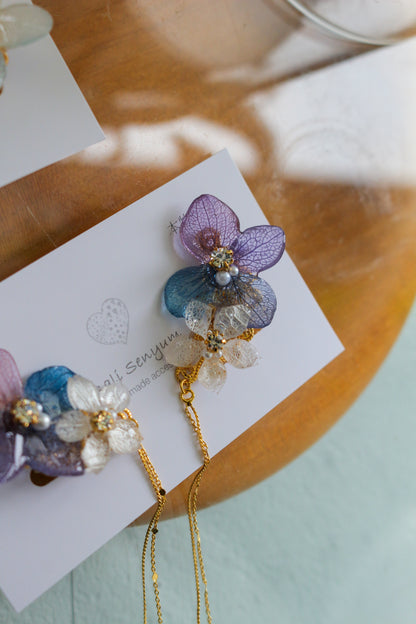 Hydrangea Flying Butterfly  No.34 - Clip-on(イヤリング）