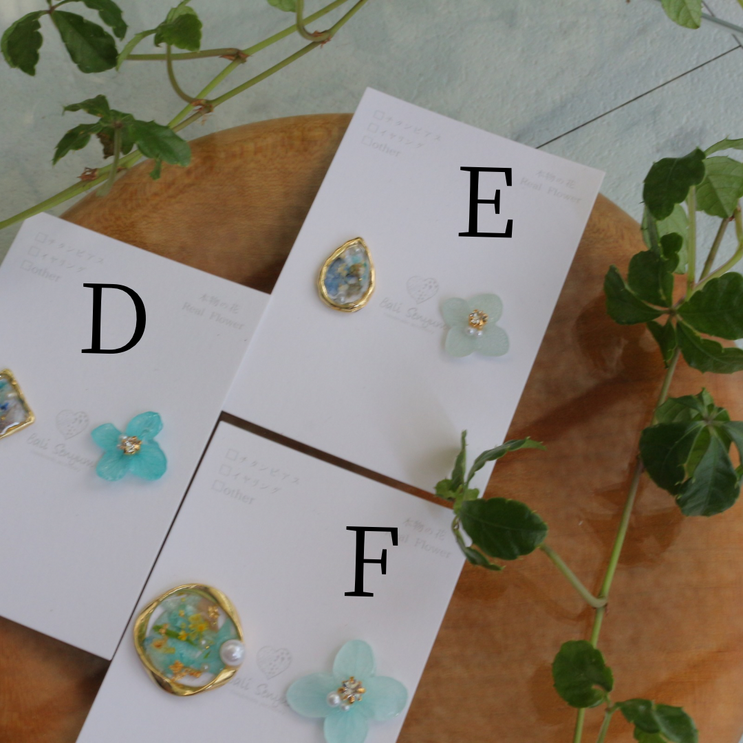 Hydrangea and Flower Medallion No.2 パーツ選べます。Clip-on or Titanium Pierce