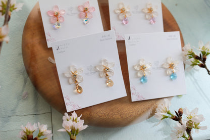 Someiyoshino Sakura Earrings with Sparkling Gem #051