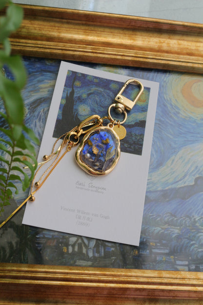 Gogh Inspired Flower Bag Charm No.1  星月夜