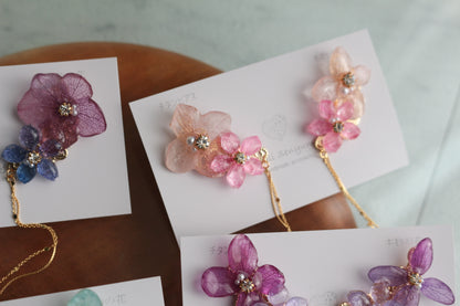 Hydrangea Flying Butterfly Earrings No.40 - Titanium Pierce(ピアス）