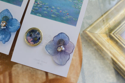 Monet Inspired Flower and Medallion No.34 ピアスTitanium Pierce 睡蓮