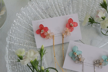 Hydrangea Flying Butterfly Earrings No.52 - Titanium Pierce(ピアス）