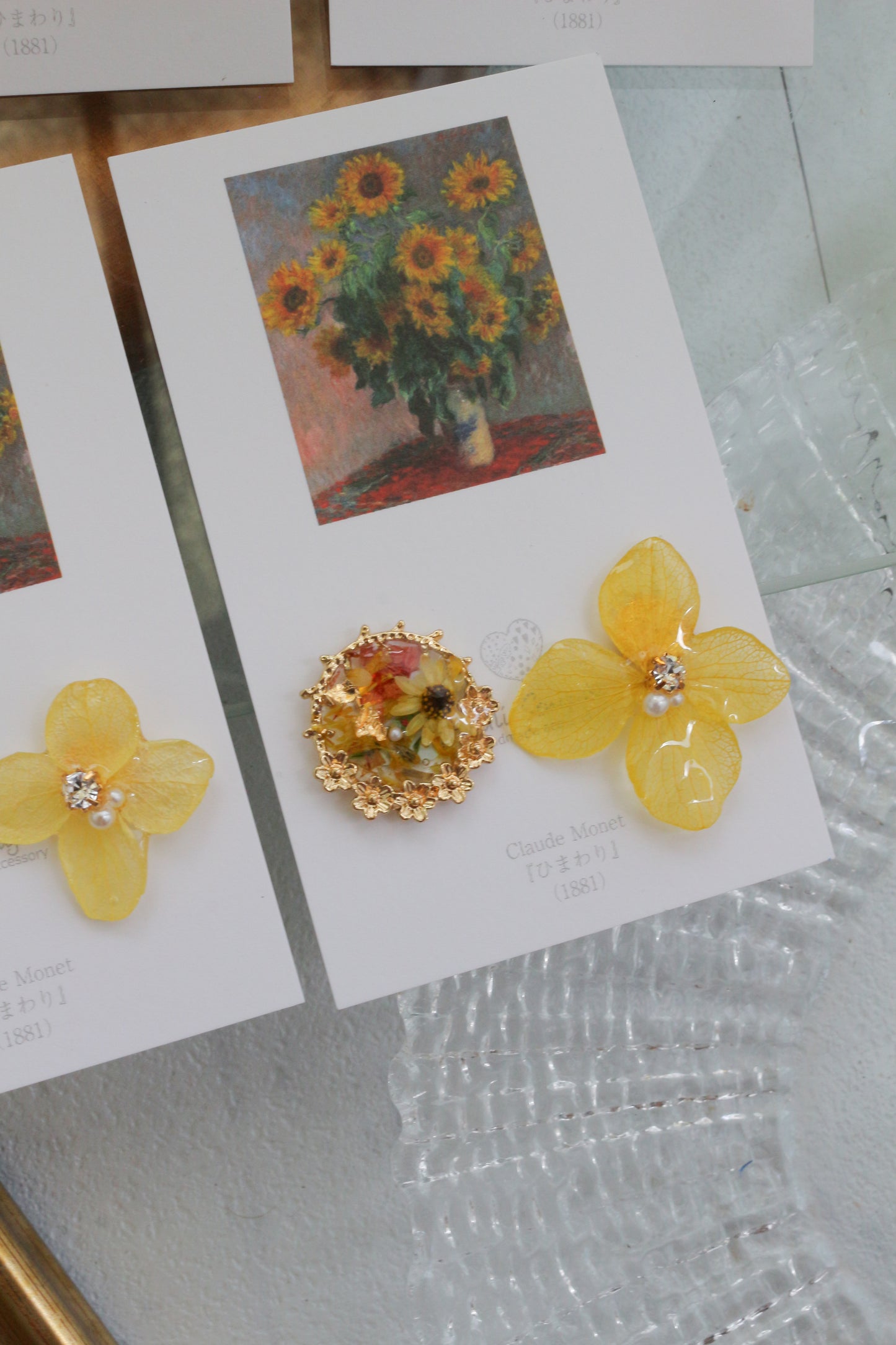 Monet Inspired Flower Earrings No.18 ピアスTitanium Pierce ひまわり