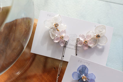 Hydrangea Flying Butterfly Earrings No.47 - Titanium Pierce(ピアス）