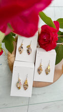 Small Leaf Earrings With Seasonal Flower Petals No.4  - Time limited