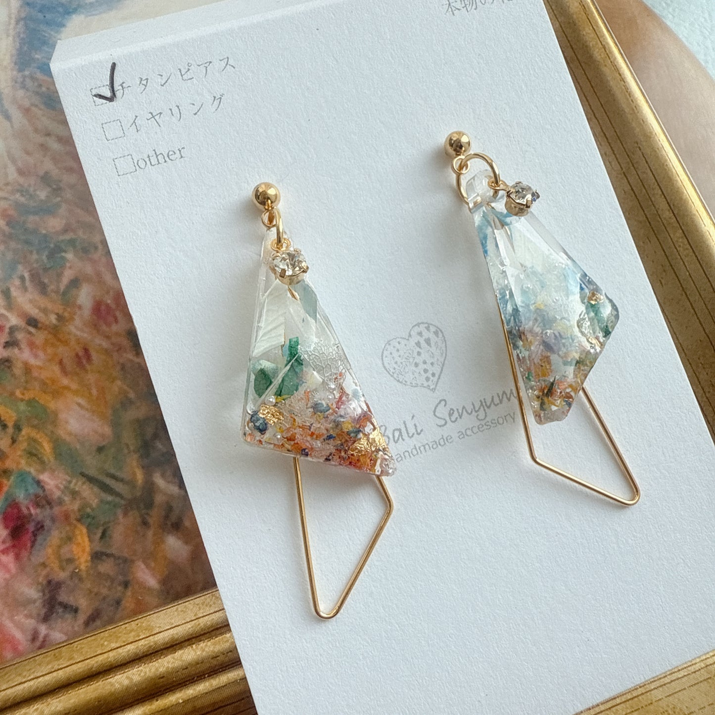 Claude Monet Woman with a Parasol Inspired Earrings -  散歩　日傘をさす女性　No.8