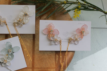 Hydrangea Flying Butterfly Earrings No.50 - Titanium Pierce(ピアス）