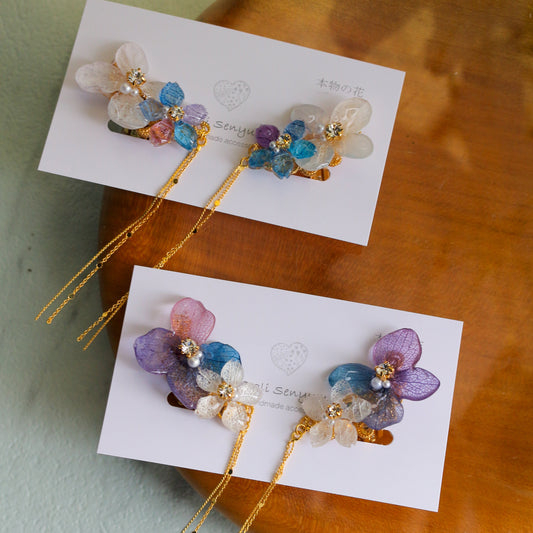 Hydrangea Flying Butterfly  No.34 - Clip-on(イヤリング）