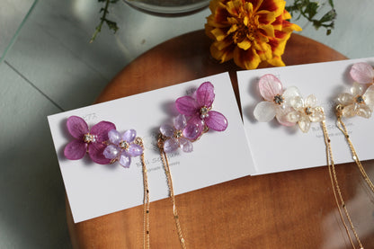 Hydrangea Flying Butterfly Earrings No.41 - Titanium Pierce(ピアス）