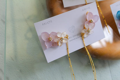 Hydrangea Flying Butterfly  No.35- Titanium Pierce(ピアス）