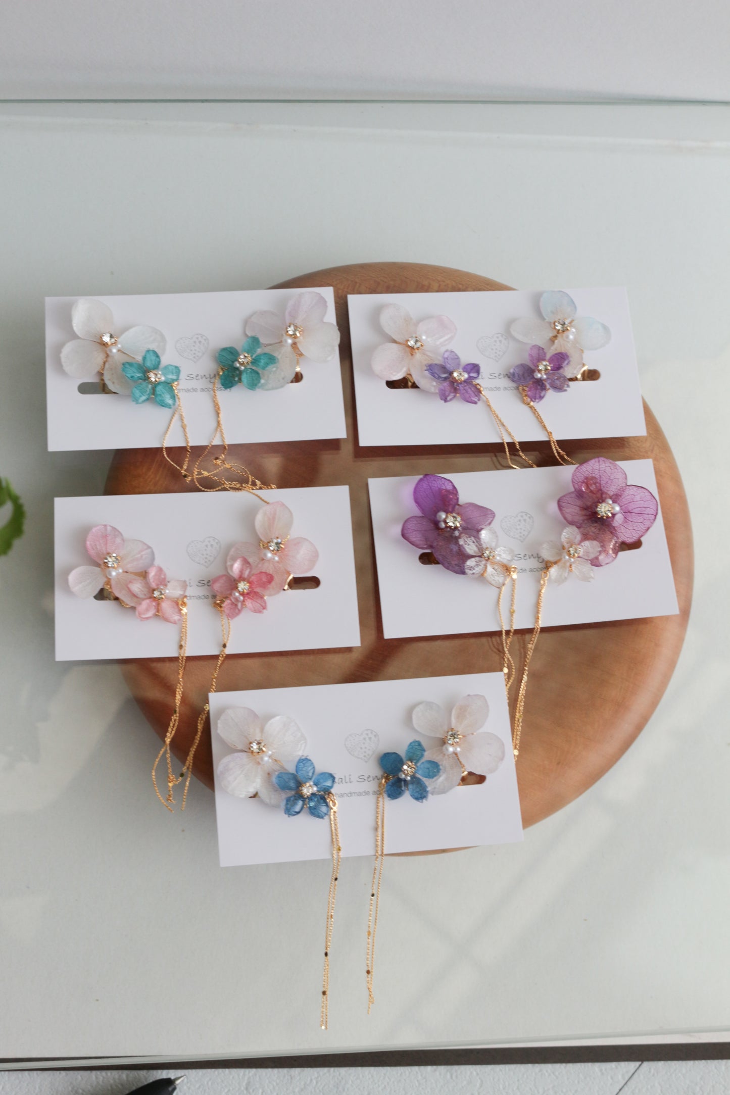 Hydrangea Flying Butterfly  No.36 - Clip-on(イヤリング）