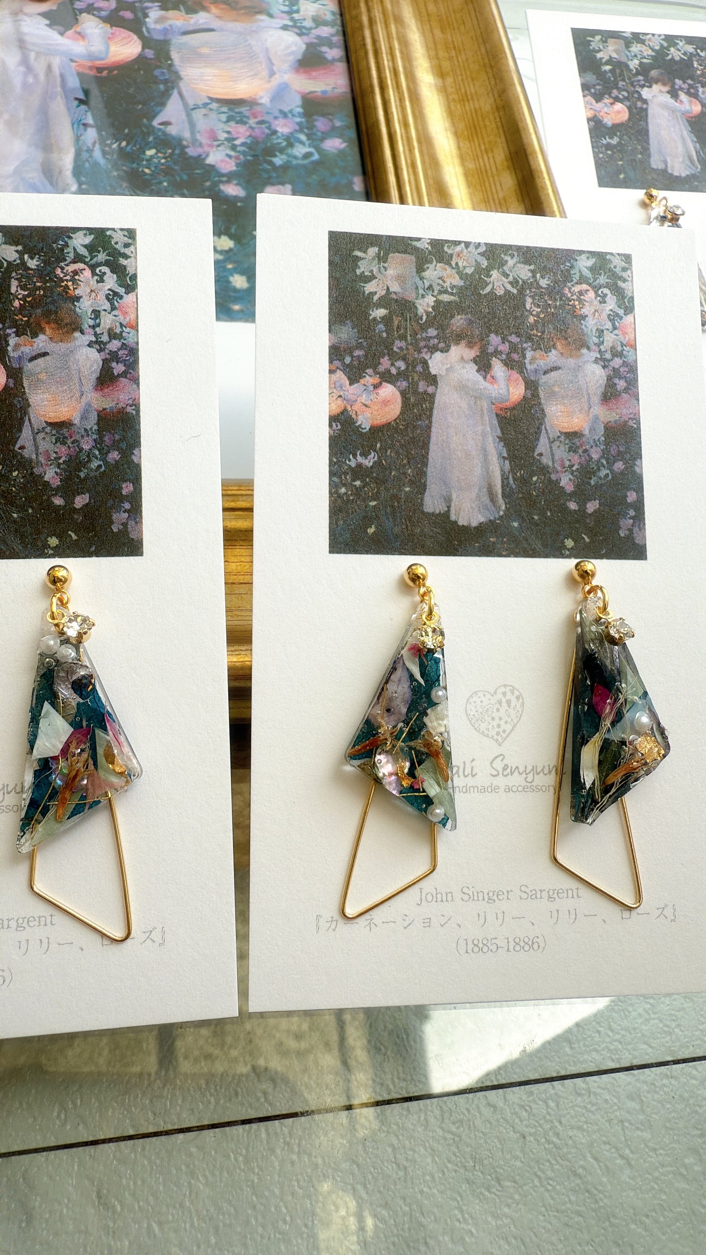 Sargent Inspired Triangular Floral Earrings - No.1