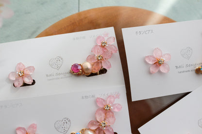 Someiyoshino Double Sakura Earring and Ear Cuff #S028