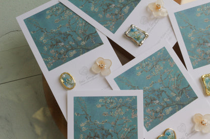 Gogh Inspired Flower and Medallion No. 1 Pierceチタンピアス - アーモンドの花
