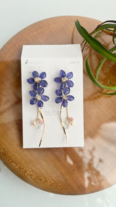 Real "Ajisai" Hydrangea Earring - Cool Color