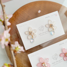 Someiyoshino Sakura Earrings with Sparkling Gem - Medium size