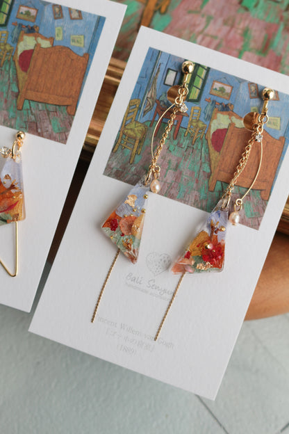 Gogh Inspired Earrings Bedroom in Arles-ゴッホの寝室