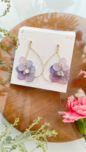 Teardrop Hoop Earrings with Hydrangeas No.14