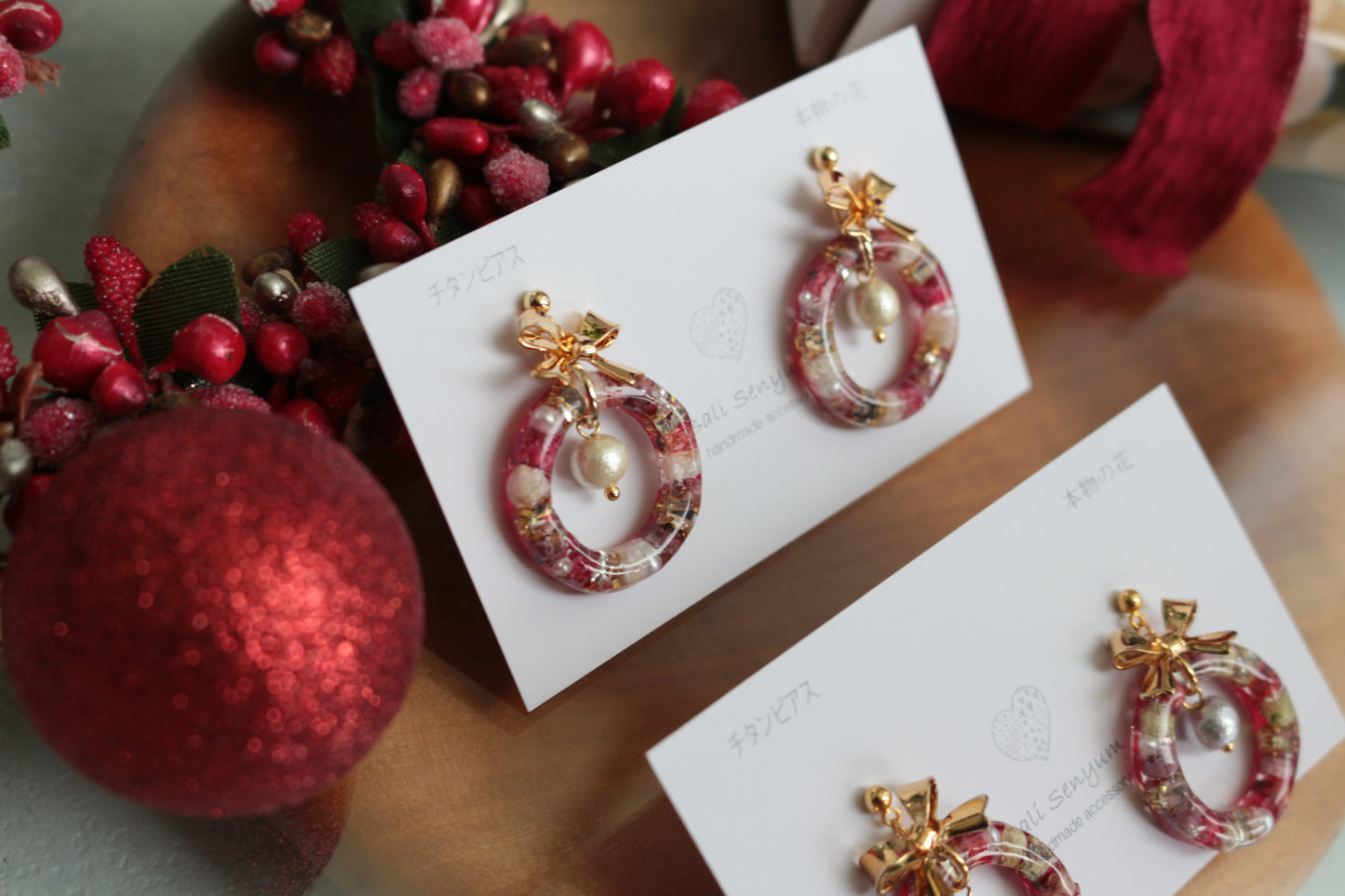 Christmas Wreath Earring (White Christmas) #21