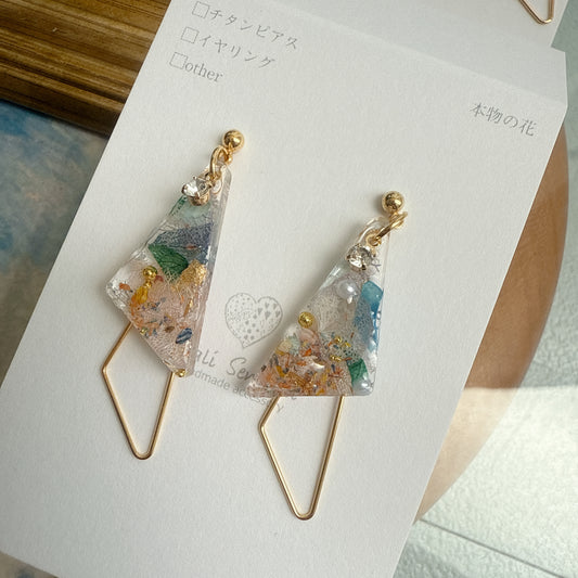Claude Monet Woman with a Parasol Inspired Earrings -  散歩　日傘をさす女性　No.4