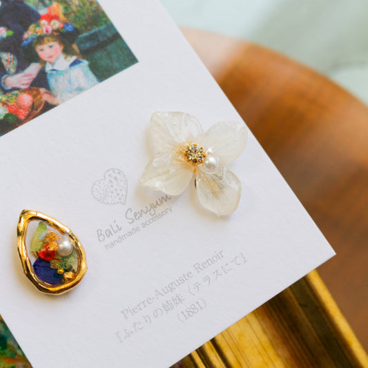Renoir Inspired Flower Earrings No.4 イヤリング Clip-on "ふたりの姉妹"