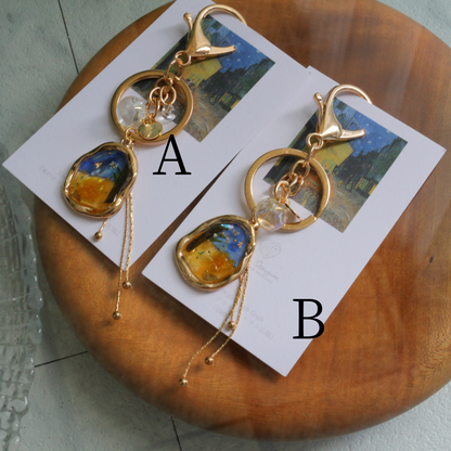 Gogh Inspired Flower Bag Charm No.3 Café Terrace at Night -夜のカフェ・テラスフォーラム広場