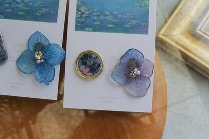 Monet Inspired Flower and Medallion No.34 ピアスTitanium Pierce 睡蓮
