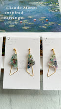 Claude Monet Water Lilies Inspired Triangular Floral Earrings -  No.3