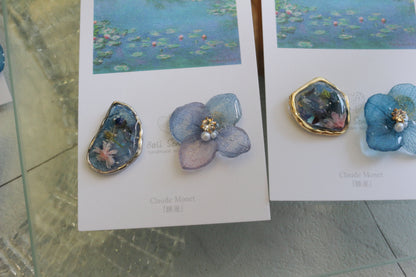 Monet Inspired Flower and Medallion No.35 ピアスTitanium Pierce 睡蓮