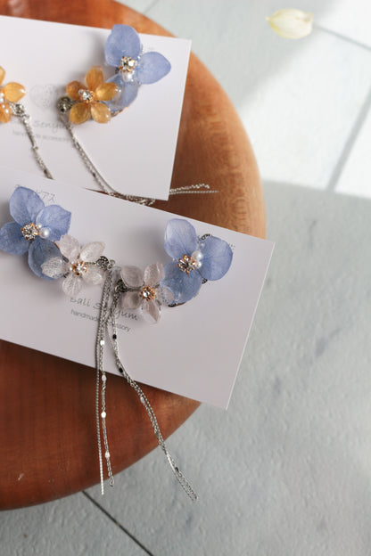Hydrangea Flying Butterfly Earrings No.43 - Titanium Pierce(ピアス）