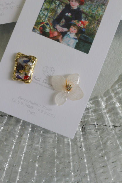 Renoir's Two Sisters Inspired Flower Earrings No.10 ピアスTitanium Pierce "ふたりの姉妹"