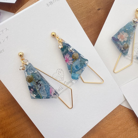Claude Monet Water Lilies Inspired Triangular Floral Earrings -  No.18
