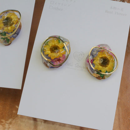 Sun Flower Earrings - 向日葵  〜 No.2 Clip-on イヤリング