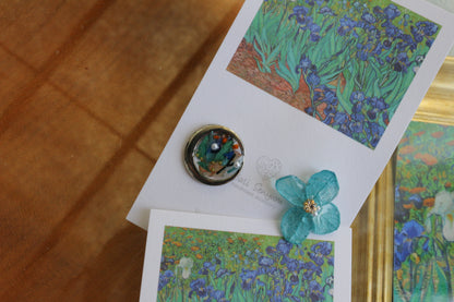 Gogh Inspired Flower and Medallion No.6 イヤリング Clip-on アイリス