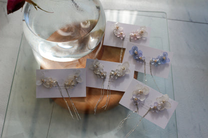 Hydrangea Flying Butterfly Earrings No.47 - Titanium Pierce(ピアス）