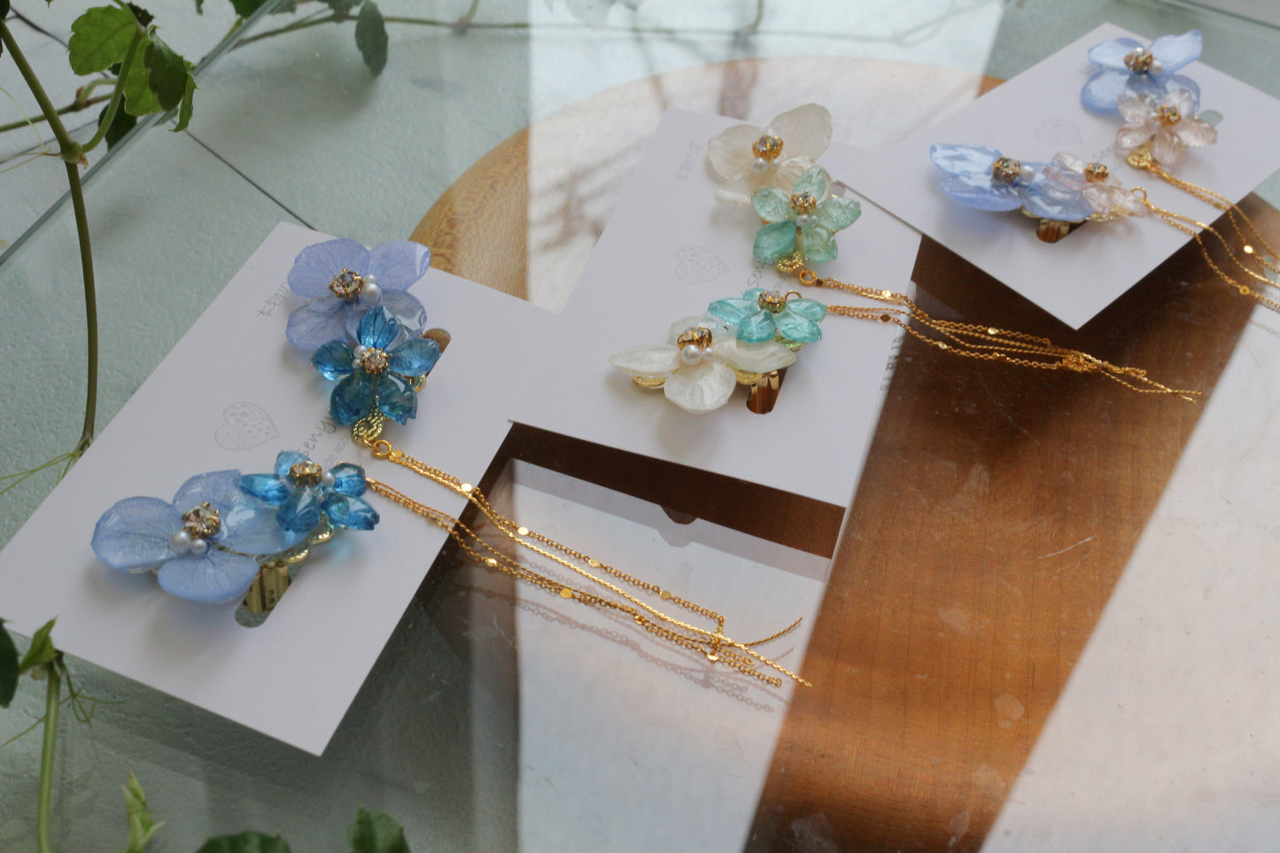 Hydrangea Flying Butterfly  No.53 - Clip-on(イヤリング）